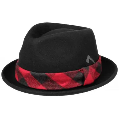 Black Wool Felt Lumberjack Porkpie Hat - Stetson Reference: 13044 | Traclet Hat Shop
