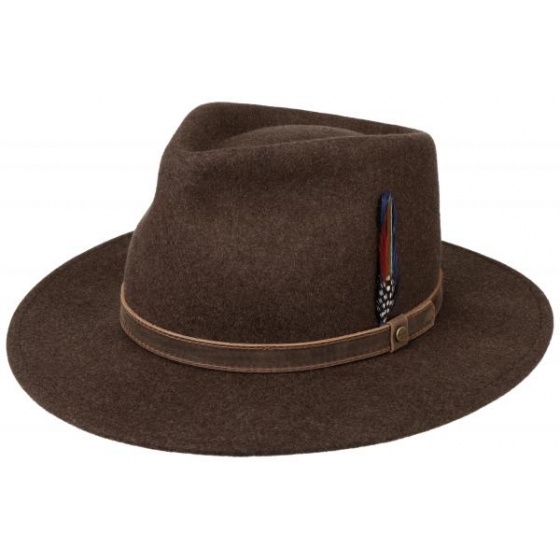 Chapeau Traveller/Fedora Estarico Feutre Laine Mariné Chiné - Stetson