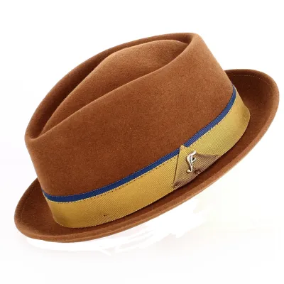 Chapeau Porkpie cheverny Feutre Crushable Camel - Fléchet : 331352626 | Chapellerie Traclet