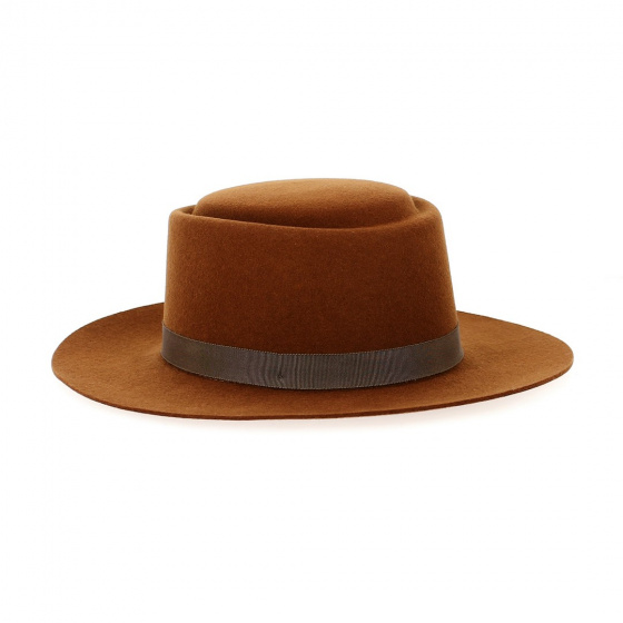 Chapeau Fedora Le Tao feutre laine Camel Chapeau Fedora Le Tao feutre laine Camel