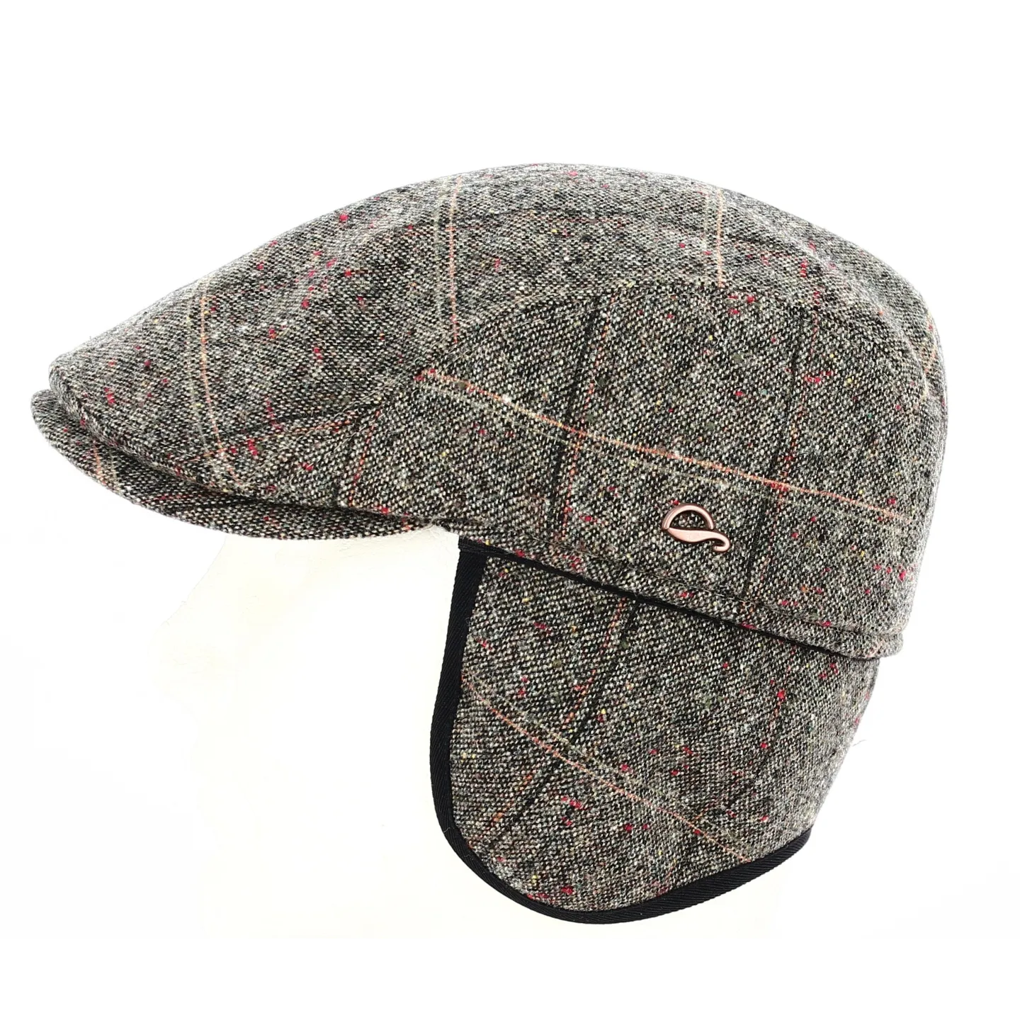Grey wool Jackson flat cap with ear flaps - Göttmann