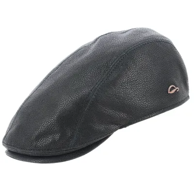 Domed Jackson Black Leather Cap - Göttmann Reference: 13548| Traclet Hat Shop