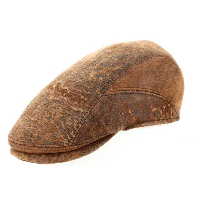 Richmond Domed Leather Cap Camel - Göttmann Reference: 13549| Traclet Hat Shop
