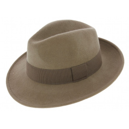 Vanador Waterproof Wool Felt Fedora Hat Beige - Traclet