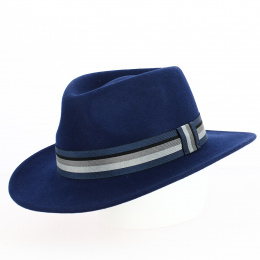 Navy Wool Felt Fedora Hat Sonora - CRAMBES