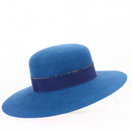 Eugenie petrol blue felt cap - Traclet