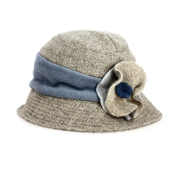 Chapeau cloche Le Julia beige & bleu - Traclet Chapeau cloche Le Julia beige & bleu - Traclet
