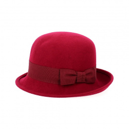 Cloche hat Silvia wool felt burgundy - Traclet