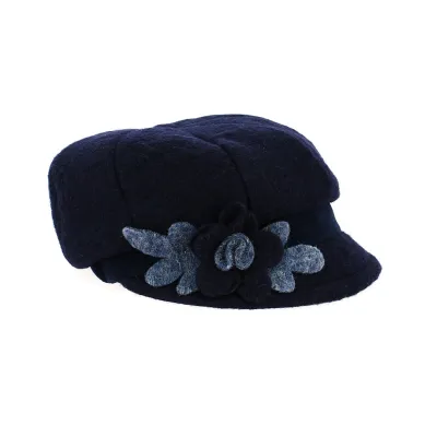 Casquette Gavroche Le Lana laine bleu marine - Traclet