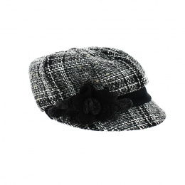 Cap Gavroche black & white wool - Traclet