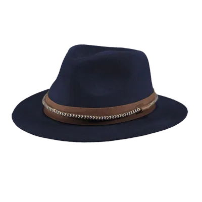 Chapeau Fedora Taxas feutre laine bleu marine - Barts