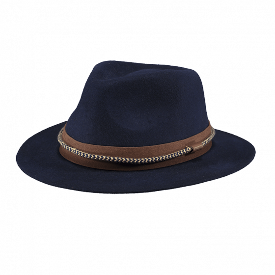 Fedora Taxas hat navy blue wool felt - Barts