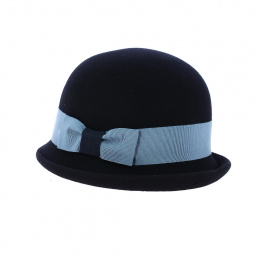 Chapeau cloche feutre laine bleu marine Lucia - Traclet