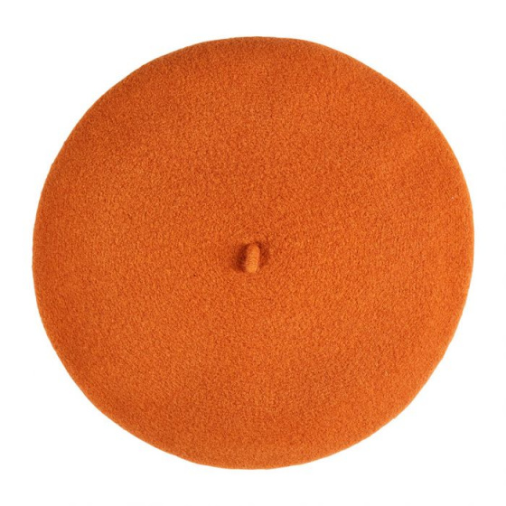 Authentic Dark Tangerine Orange Wool Beret - Heritage by Laulhere
