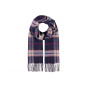 Navy Blue Plaid Glasgow Scarf - Traclet