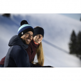 Royal Blue Pom-Pom Beanie - Azure Blue & Black - LeDrapo