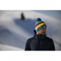 Striped Beanie Teal Blue & Golden Yellow - Brown