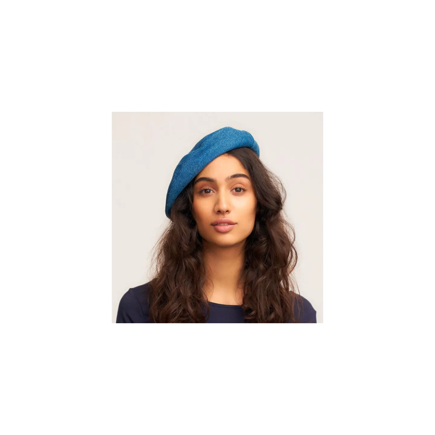 Women's Blue Linen Noah Beret - Laulhère Reference: 12577 | Traclet Hat Shop