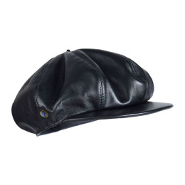 Béret Casquette Charlie Cuir Noir - Héritage par Laulhère