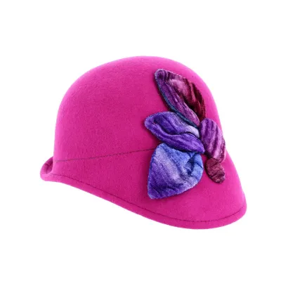Chapeau cloche Clara laine rose fushia - Traclet