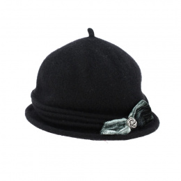 Chapeau cloche Martine laine noire - Traclet