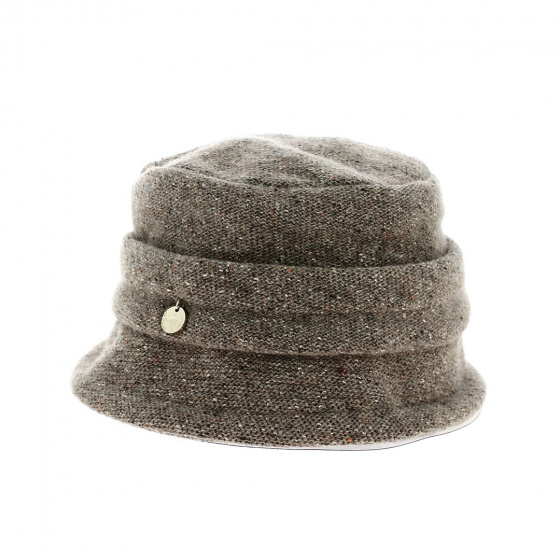 Cloche Hat Julie wool light brown - Traclet