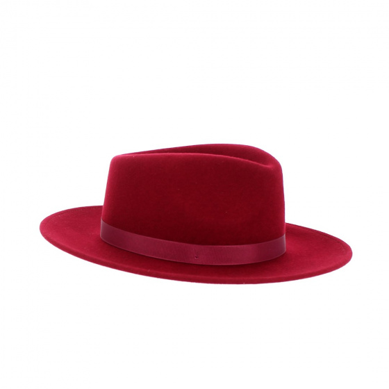 Chapeau Fedora Pauly feutre laine rouge - Traclet Chapeau Fedora Pauly feutre laine rouge - Traclet
