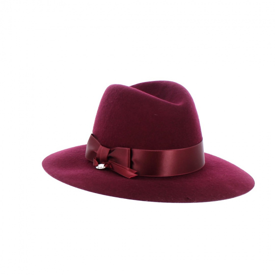 Fedora Vivian hat burgundy felt - Traclet Fedora Vivian hat burgundy felt - Traclet