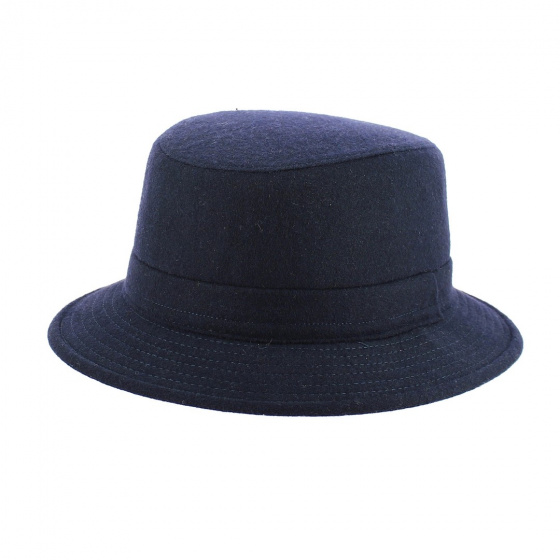 Navy Blue Wool Bucket Hat - Traclet