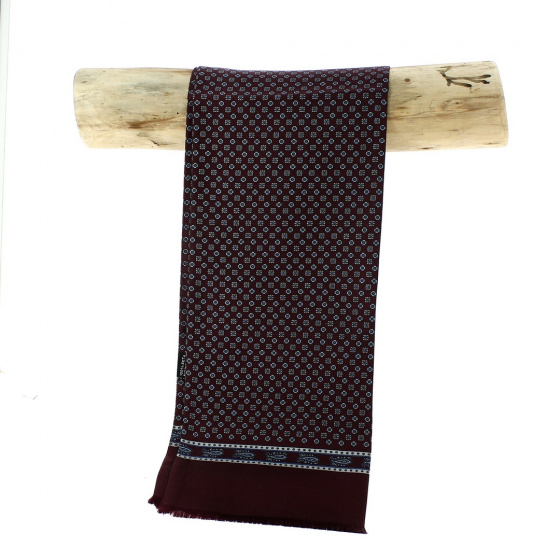Leo burgundy and light blue silk scarf - Traclet