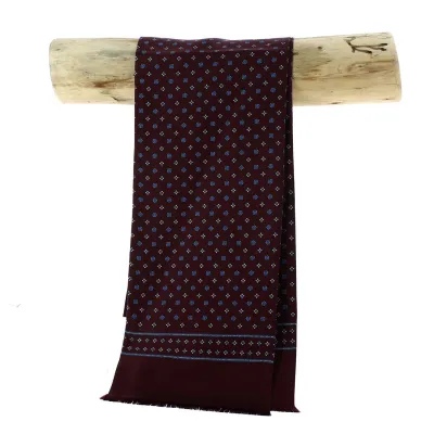 Foulard en soie Pedro bordeaux et bleu - Traclet