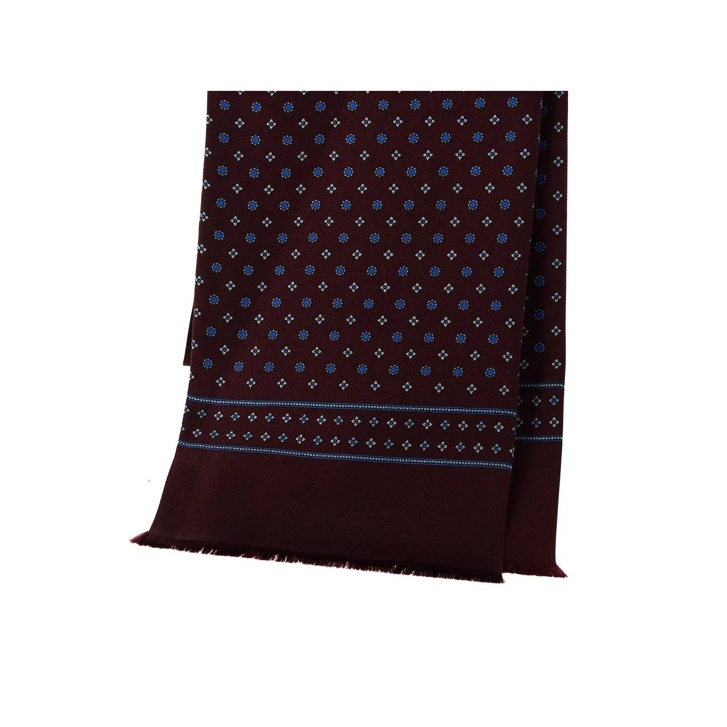 Foulard en soie Pedro bordeaux et bleu - Traclet
