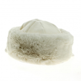 Faux Fur Beanie with Ear Warmers Ecru - Traclet