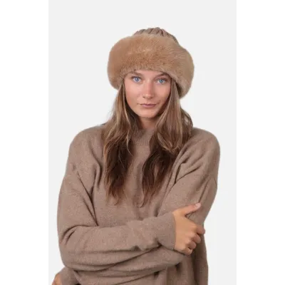 Brown Faux Fur Cable Beanie-Hat - Barts Reference: 7136 | Traclet Hat Shop