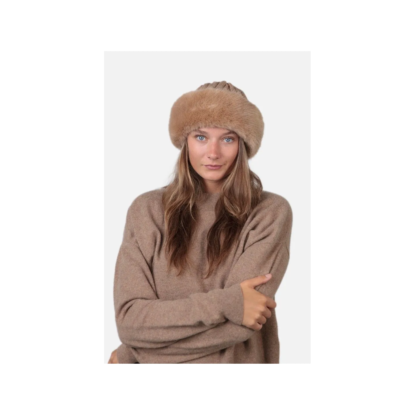 Brown Faux Fur Cable Beanie-Hat - Barts Reference: 7136 | Traclet Hat Shop