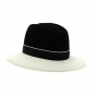 Fedora Hat White and Black Wool Felt - Flechet