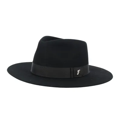 Fedora Hat Black rabbit hair felt - Flechet