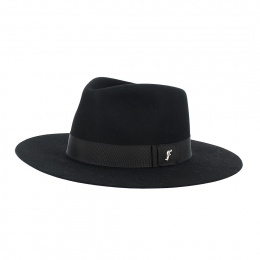 Fedora Hat Black rabbit hair felt - Flechet