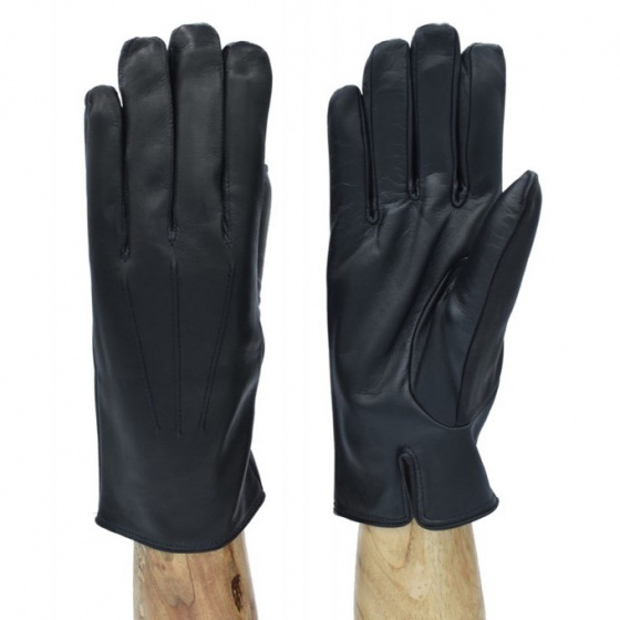 Leather and black silk gloves for men - Traclet