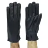 Gants homme en cuir et en soie noir - Traclet
