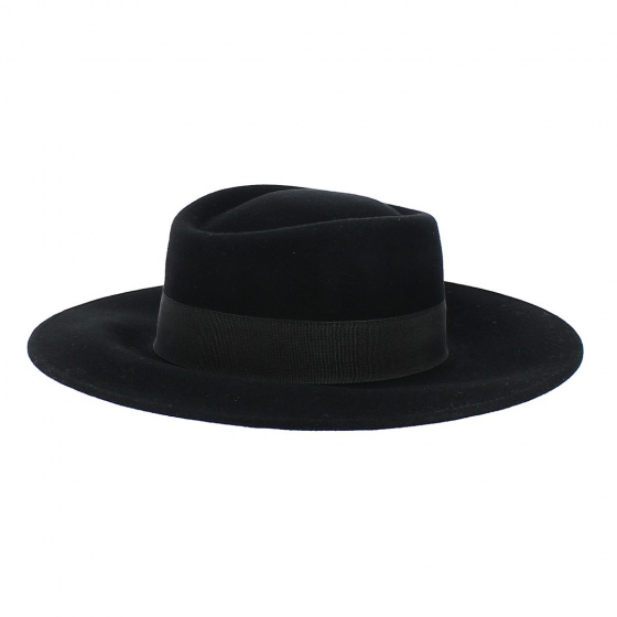 Gambler Felt Wool Hat Black - Traclet Gambler Felt Wool Hat Black - Traclet