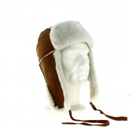Chapka l'Inuit Peau marron et fausse fourrure blanche - Stetsonsse fourrure blanche - Stetson