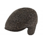 Flat Cap Earflaps Jerzu Wool Brown Herringbone - Traclet