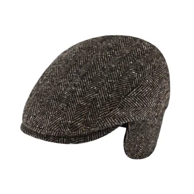 Casquette Plate Cache-Oreilles Jerzu Laine Chevrons Marron - Traclet