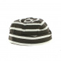 Docker hat Cotton with taupe & ecru stripes - Traclet
