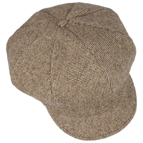 Brown & Beige Coco Tweed Newsboy Cap