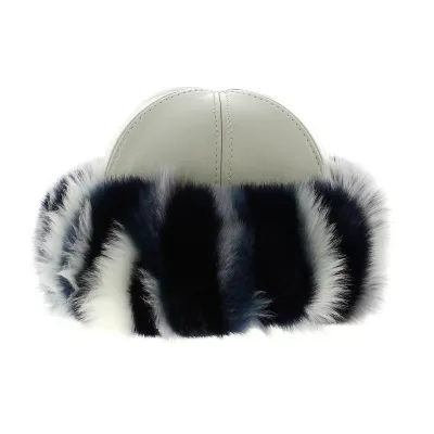 Toque Cidalia Cuir & Fausse fourrure Bleu - Traclet
