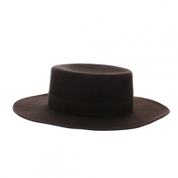 Brown wool felt Matador boater - Traclet