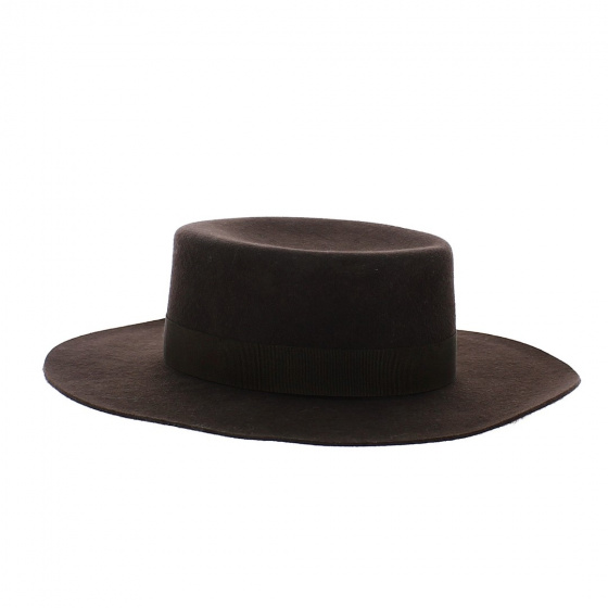 Brown wool felt Matador boater - Traclet