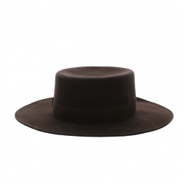 Brown wool felt Matador boater - Traclet